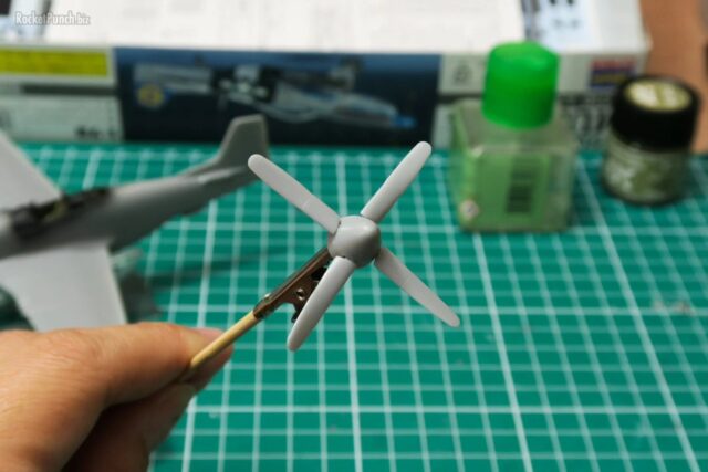1/72 Hasegawa P-51K Mustang.The kit includes the P-51K propeller although I think the shape is not quite right. The cockpit deck fits after some trimming and kit fell together trouble free after that..The canopy was then masked off and the all too shallow gearbay painted first and I can move on to the painting stage..#72scale #hasegawa #scalemodels